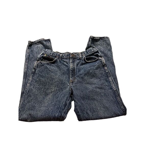 VINTAGE HIS Jeans Men 32x31 Blue Acid Wash Regular Straight Denim Pants Logo 90s - Picture 1 of 8